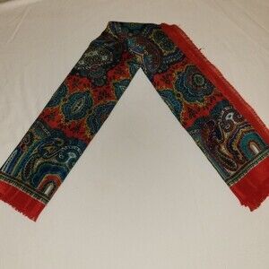 Red and Green Paisley Print Square Scarf